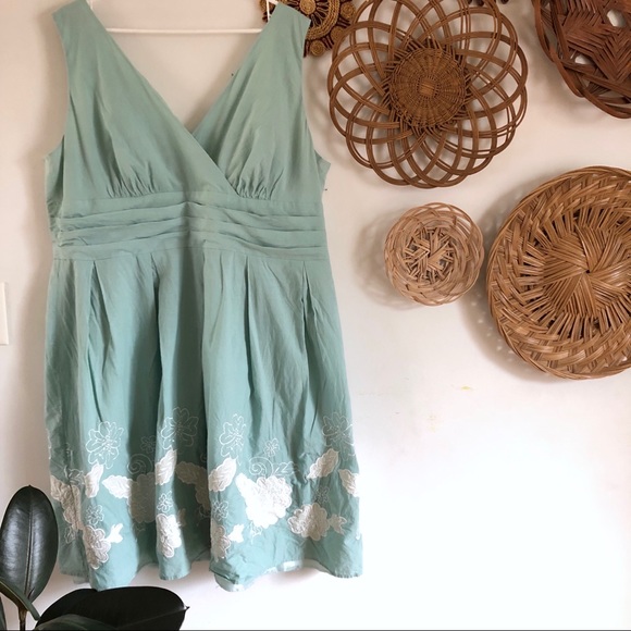 connected apparel Dresses & Skirts - Connected Apparel teal & white floral tank dress